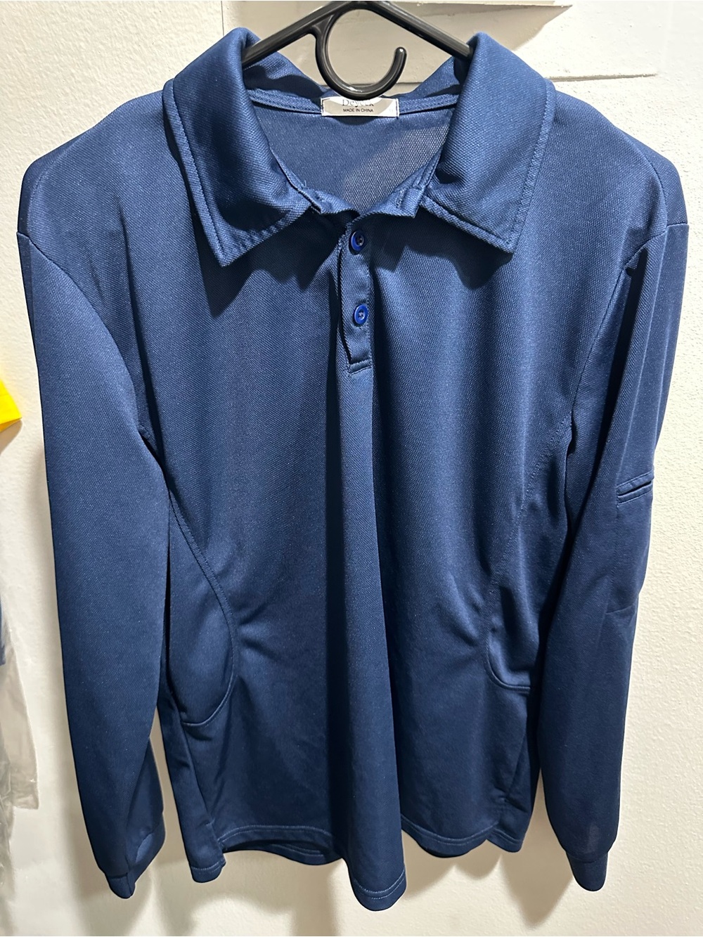 Men's Long Sleeve Polo Shirt - Navy